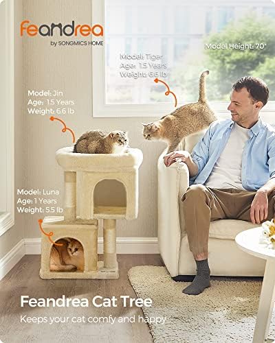 Feandrea Cat Tree, 26.4-Inch Small Cat Tower, Cute Plush Condo - Image 2