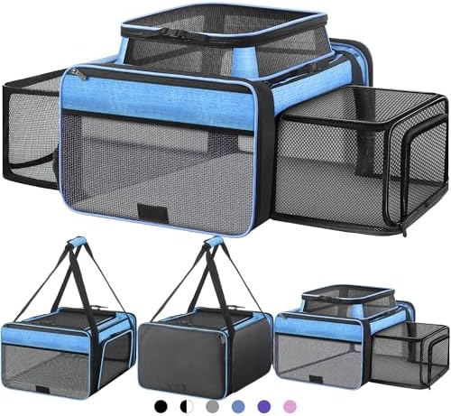 Top and 2 Sides Expandable Cat Carrier 18x13.5x9.5 TSA Airline Approved by SHARLOVY