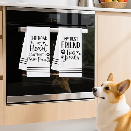 Paws Print Hand Towel, 6 Pack Kitchen Dish Cloths Set Dog Lovers Gift - Image 4