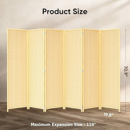 JOSTYLE Bamboo Room Divider, 6-Panel Folding Privacy Screen, 6 ft. Tall - Image 2