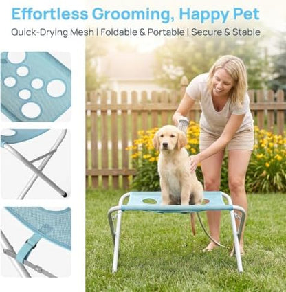 Pet Grooming Bath Stand Foldable Cat Dog Grooming Stool Mesh Bathing Station - Image 2