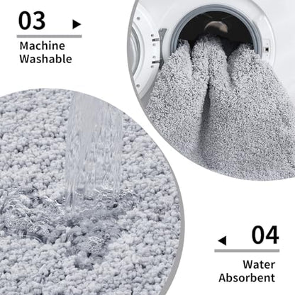 Disolla Silver Grey Bathroom Runner Rug 24x70, Plush Extra Large Bath Mat - Image 5