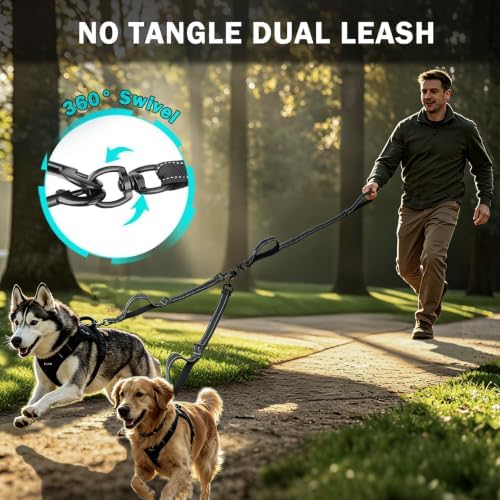Uppetly Double Dog Leash for 2 Dogs, No Tangle Dual Leashes for Walking - Image 2