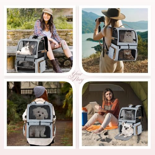 Double Cat Backpack Carrier for 2 Cats, Double-Compartment Pet Carrier Backpack - Image 6