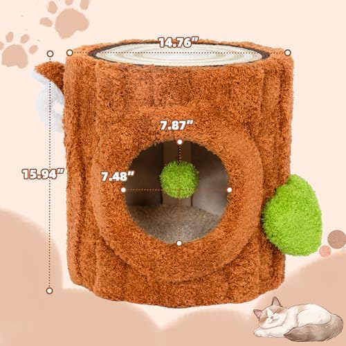 NUNU LAB Small Cat Tree for Indoor Cat- Natural Solid Wood - Image 5