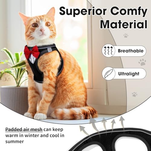 Cat Vest Harness and Leash Set, Escape Proof Kitten Harness Black M - Image 3
