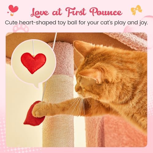 MWPO Cute Cat Tree, 70.1-Inch Tall Pink Cat Tower - Image 3