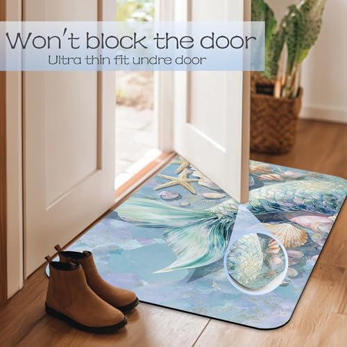 Bathroom Rug 29.5"x17", Mermaid Shell Bath Mat - Image 7