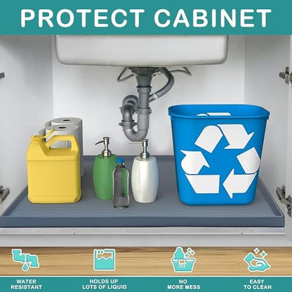 URMONA Waterproof Silicone Under Sink Mat 31'' x 22'' Shelf Liner - Image 2