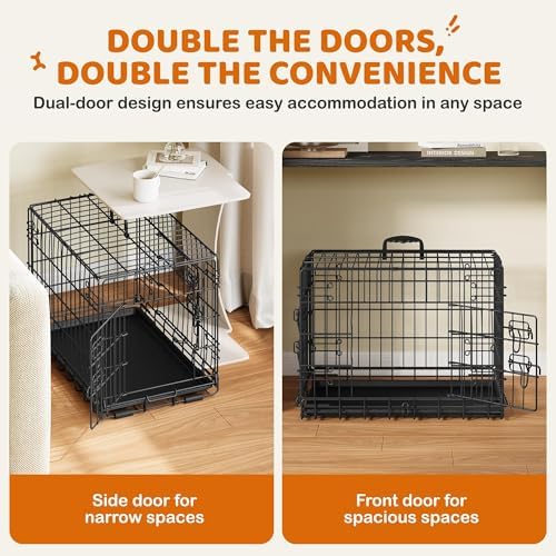 Yaheetech 24inch Double Door Dog Crate w/Divider, Collapsible Metal Kennel - Image 3