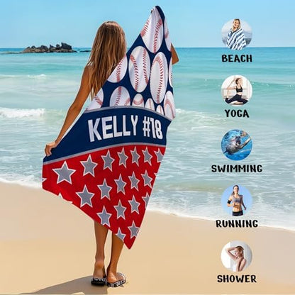 Personalized Beach Towel With Name, Custom Beach Towel with Text, Customized - Image 6
