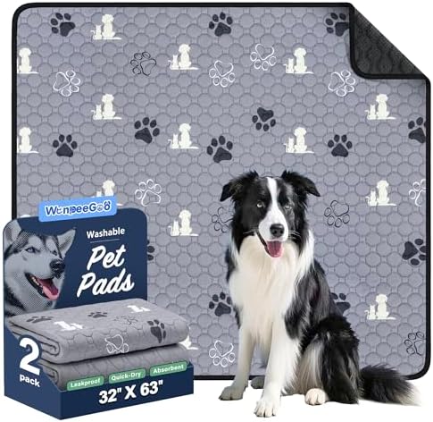 WanpeeGoo Washable Pee Pads for Dogs, Waterproof, 32 x 63 in, 2 Pack by WanpeeGoo