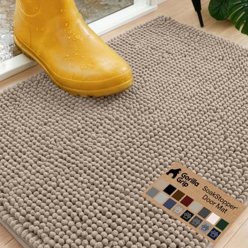 GORILLA GRIP SoakSTOPPER Dog Door Mat, Machine Wash and Dry, 24x17 Beige by GorillaGrip