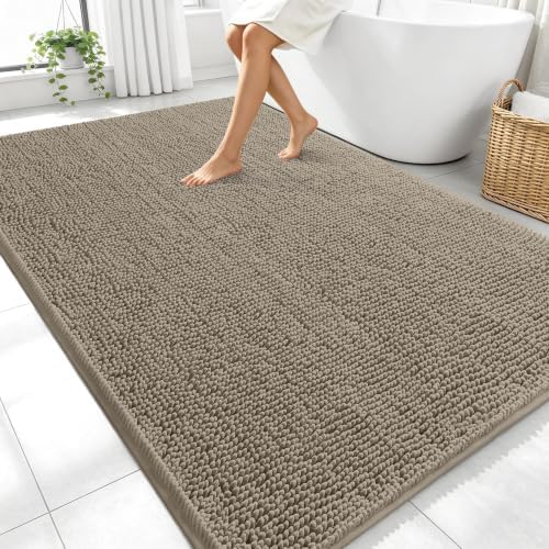 OLANLY Large Bathroom Rugs 70x46, Extra Soft Absorbent Chenille Bath Rugs by OLANLY