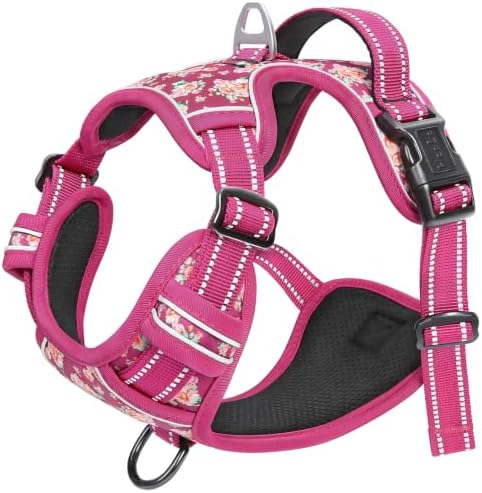 HEELE Dog Harness, Reflective, No Pull No Choke, Flower Rose - Image 6