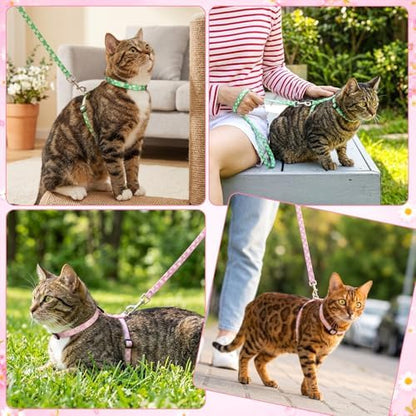 2 Pack Floral Cat Harness and Leash, Escape Proof Adjustable Kitten Harness - Image 7