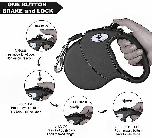 16 ft Retractable Dog Leash for Large Dogs up to 110 lbs, Tangle-Free Nylon Tape - Image 2