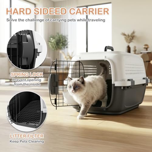 MoNiBloom Plastic Dog Crate Hard-Sided Cat Carrier - Image 2