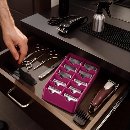 1 Pack Pink Clipper Blade Holder 10 Slot Clipper Razor Blade Rack Storage Tray - Image 3