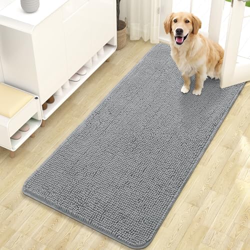 OLANLY Dog Door Mat for Muddy Paws 47x24, Super Absorbent Chenille Mud Mat by OLANLY