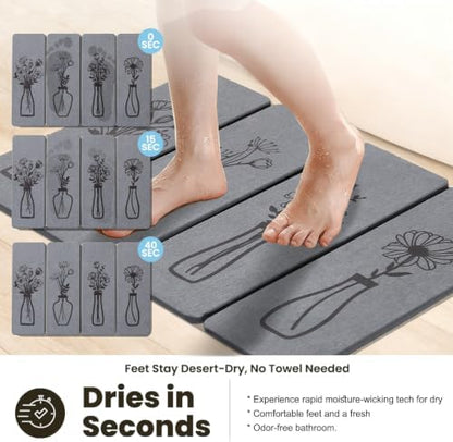 Gray Fast Drying Diatomaceous Foldable Stone Bath Mat - Image 2