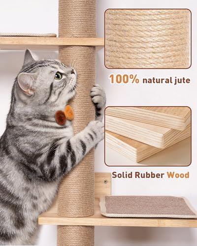 80.3" Floor to Ceiling Cat Tree, 5 Tier Wall Mounted Cat Tree - Image 3