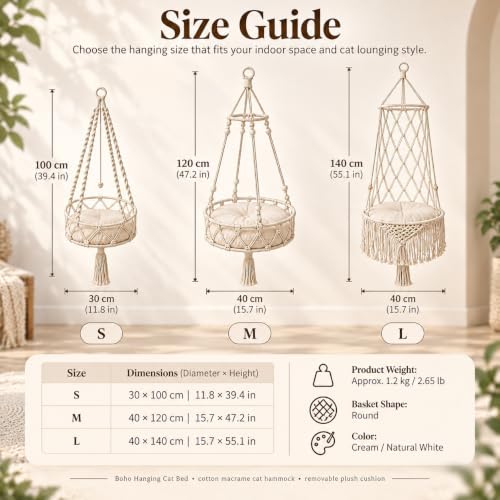 12-16in Boho Hanging Cat Hammock - Image 6