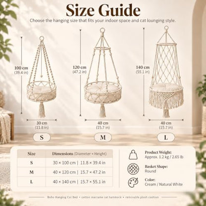 12-16in Boho Hanging Cat Hammock - Image 6