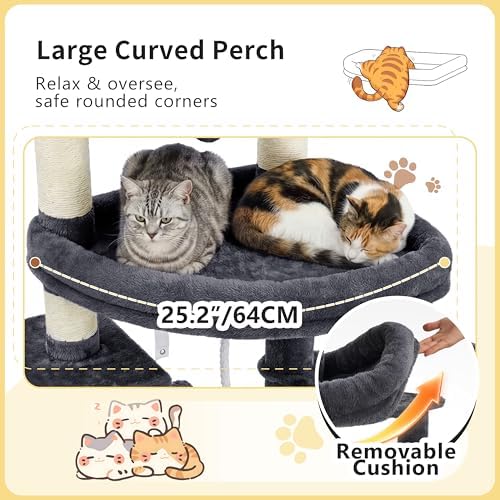 Heybly Cat Tree, 74-Inch Streamlined Cat Tower - Image 3