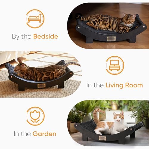 FUKUMARU Sisal Cat Scratcher Bed, Solid Wood Cat Hammock - Image 5