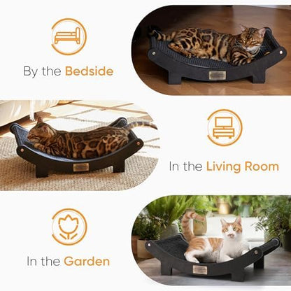 FUKUMARU Sisal Cat Scratcher Bed, Solid Wood Cat Hammock - Image 5