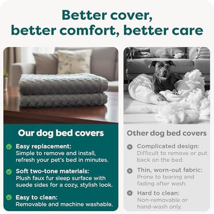 Furhaven Replacement Dog Bed Cover Ultra Plush Faux Fur & Suede Mattress - Image 7