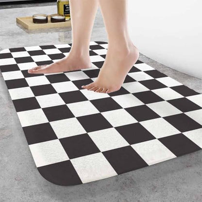 Checkered Bath Mats for Bathroom Black and White Buffalo Check Plaid Floor Bath - Image 2