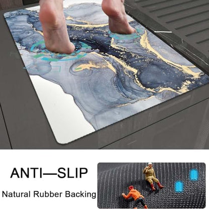 Bath Mat Rug, Gilt Marble Non Slip Quick Dry Super Absorbent Thin Bathroom Rugs - Image 5