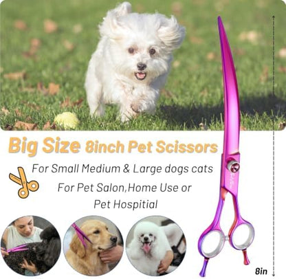 8in 30° Curved Dog Grooming Scissors, VG10 Steel Professional Pet Shears - Image 2