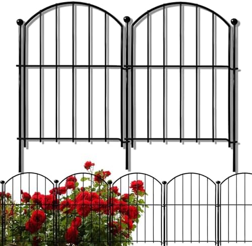 Decorative Garden Fence 17in x10ft, 10 Pack Rustproof Metal No Dig Fence Animal by Thrivinest