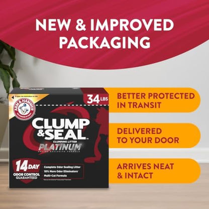 ARM & HAMMER Clump & Seal Platinum Cat Litter, 34 lbs - Image 2