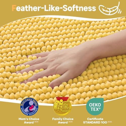 Ophanie Yellow Bathroom Rugs 36x24, Soft Chenille Bath Mat, Non Slip Absorbent - Image 3