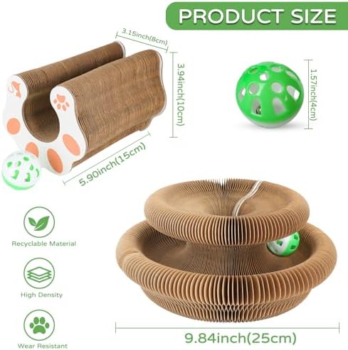Goosheep 2 Pack Kitty Kurlz Interactive Cat Toy, Cardboard Scratching Post - Image 2