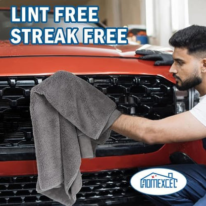 HOMEXCEL Professional Large Microfiber Car Drying Towels 8 Pack - Image 7
