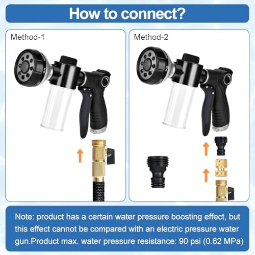 Garden Hose Nozzle, High Pressure Hose Spray Nozzle 8 Way Spray Pattern - Image 6