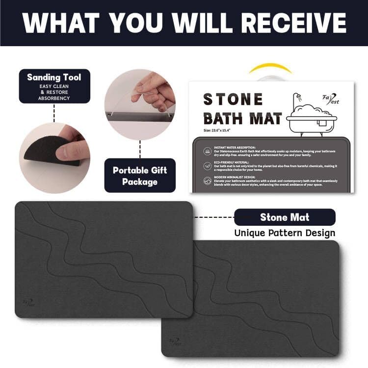 Stone Bath Mat Diatomaceous Earth Shower Mat - Image 3