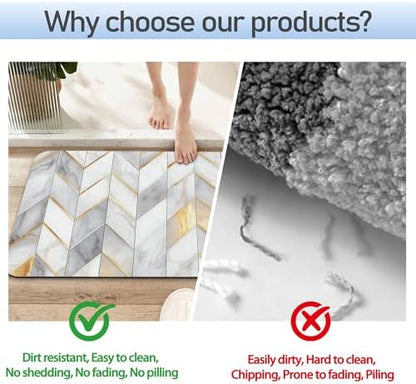 Bathroom Rug Gold Geometric Lines Bath Mat - Image 4