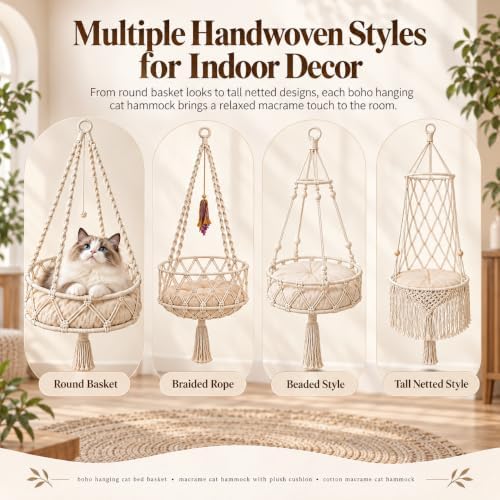 12-16in Boho Hanging Cat Hammock - Image 2