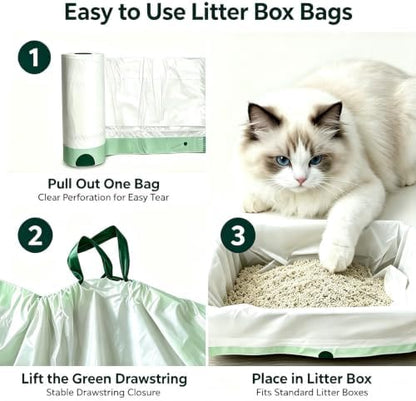 Cat Litter Box Liners, 40 Pack 25.2 x 15.75 Inch Drawstring Disposable Pet - Image 5