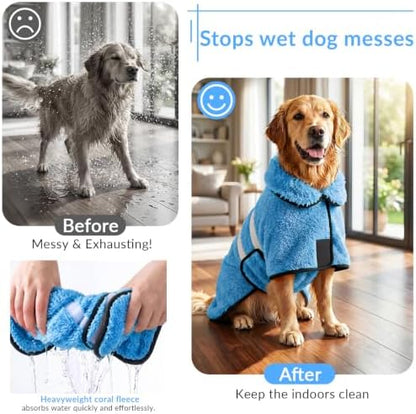 Dog Bathrobe, Super Absorbent for Small to Large Dogs, Light Blue S - Image 2