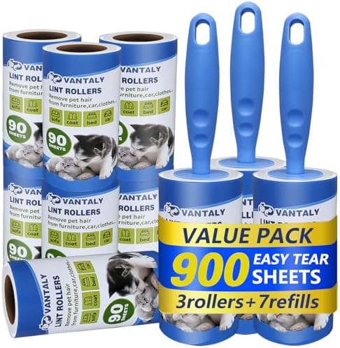 Extra Sticky Lint Roller Mega Value Set 900 Sheets by vantaly