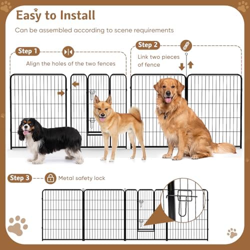 DUMOS Dog Playpen 24 Inch 16 Panels Indoor Outdoor Metal Pet Fence - Image 5