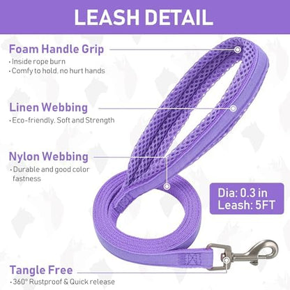 GAMUDA Small Pet Harness Collar and Leash Set, Step in No Chock No Pull Linen - Image 5