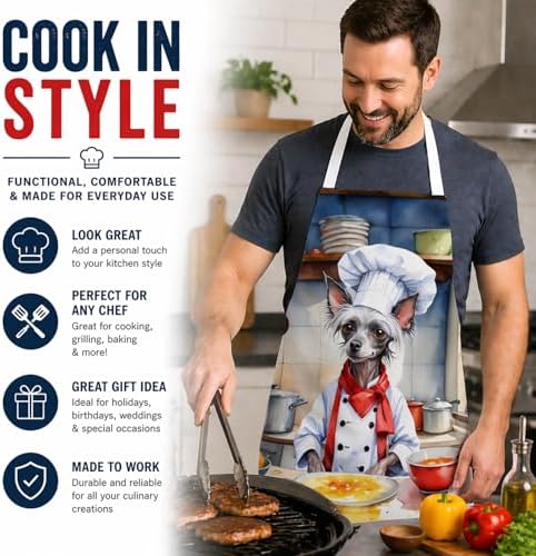 Caroline's Treasures Chinese Crested The Chef Apron Cooking Kitchen Server - Image 2